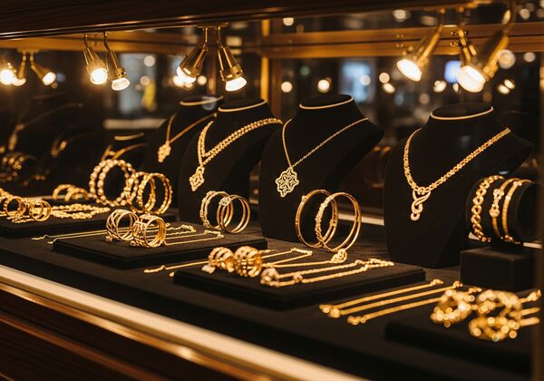 Luxury gold jewelry showroom display